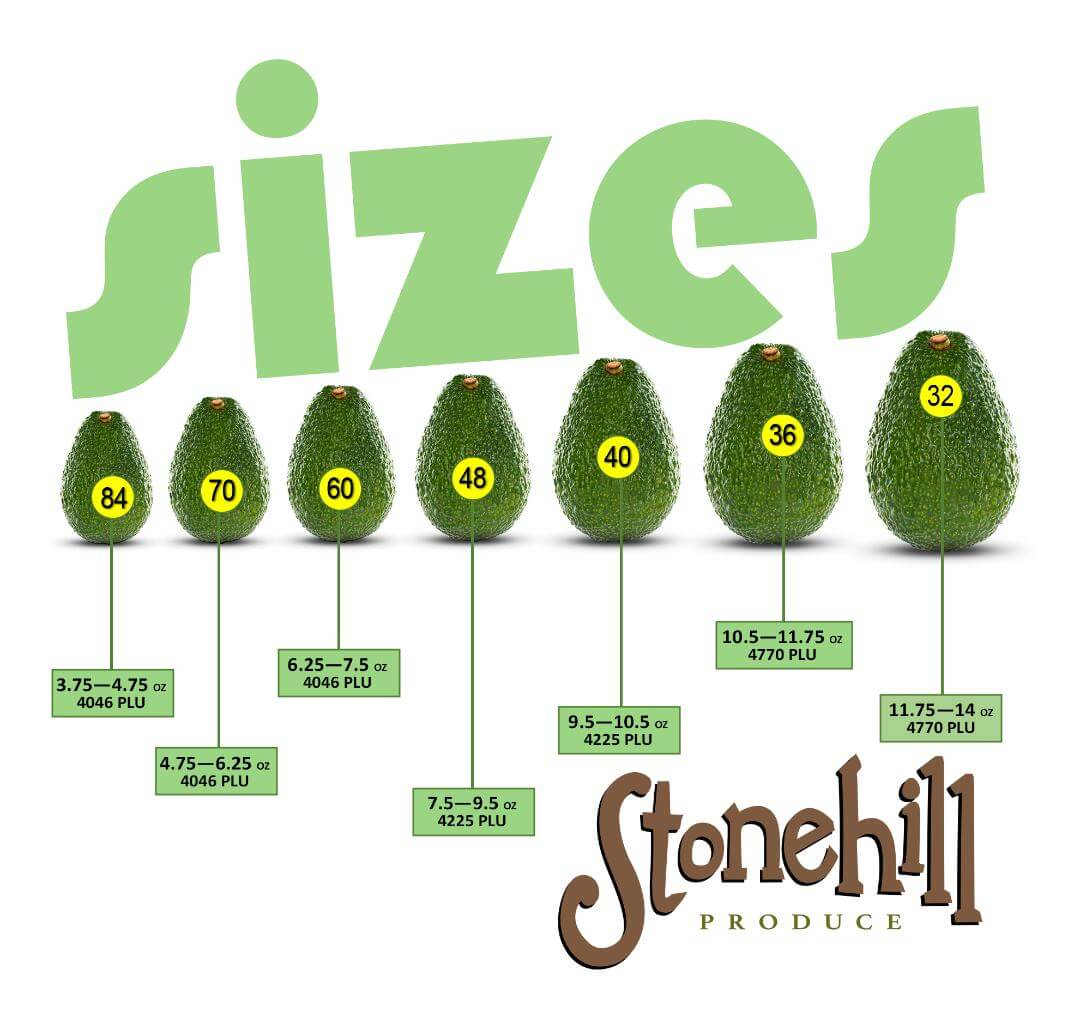Avocado PLU Size Chart
